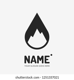The mountains and drop. Vector logo design. Business concept icon.