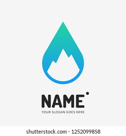 The mountains and drop. Vector logo design. Business concept icon.