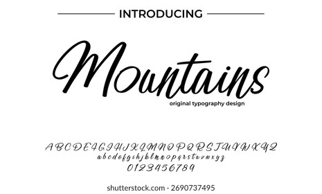 Montanhas - Fonte de script elegante para design manuscrito suave e tipografia criativa
