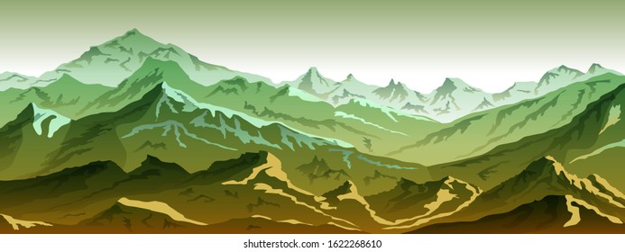 mountains eps 10 illustration background View of green - vector