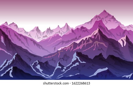 mountains eps 10 illustration background View of violet - vector art