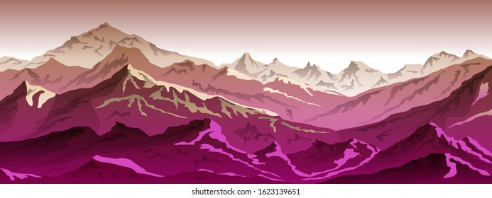 mountains eps 10 illustration background View of pink - vector art