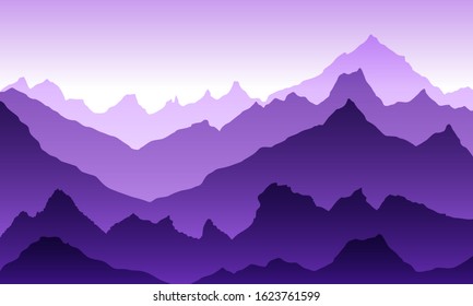 mountains eps 10 illustration background View of violet - vector art
