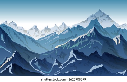 mountains eps 10 illustration background View of blue - vector art