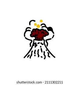 
Mountains erupt, erupt and emit smoke. Illustration.