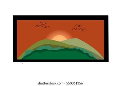 The mountains evening landscape. vector and illustrator