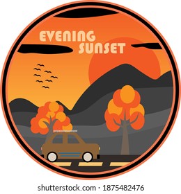 Mountains in the evening.vector illustration For making logos and decorating products