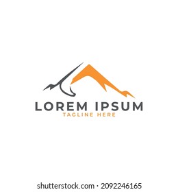 Mountains Excavator Logo design concept vector template