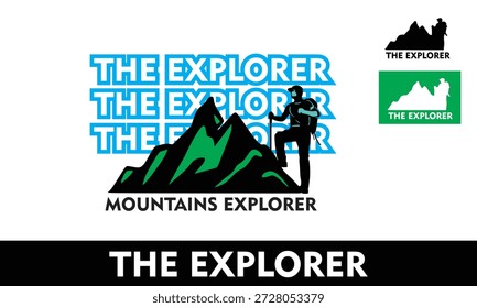 Logo de Mountains Explorer, silueta de la mejor Imagen para pasatiempos y Ilustraciones vectoriales de montañismo de Adventure Club