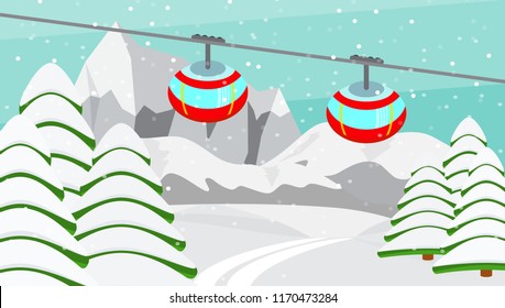 Ski Cable Car Isolated On White Stock Vector (Royalty Free) 739240678