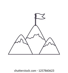 Montañas con la bandera aislada icono