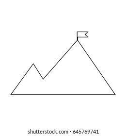 Mountains with a flag on top icon