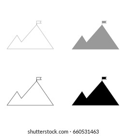 Mountains with a flag on top  icon .