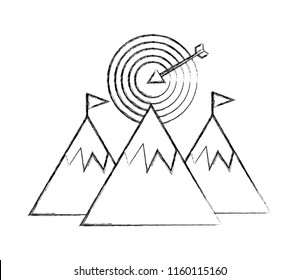 mountains with flag on top and target success