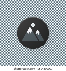 Mountains flat button icon app  Material Design illustration