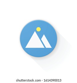 Mountains flat button icon app  Material Design illustration
