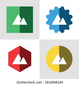 mountains flat color icon set template