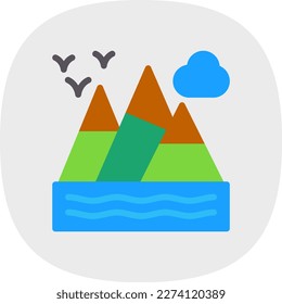 Mountains Flat Curve Vector Icon Design