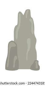 Montañas icono plano Altas piedras paisaje tropical. Ilustración del vector
