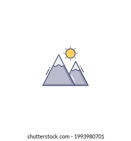 mountains Flat Icon Isolated On White Background