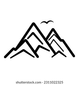 Mountains Flat Icon Isolated On White Background