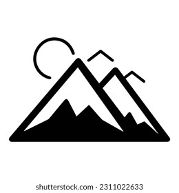 Berge flaches Symbol einzeln auf weißem Hintergrund