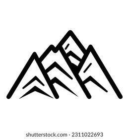 Icono plano de las montañas aislado en fondo blanco
