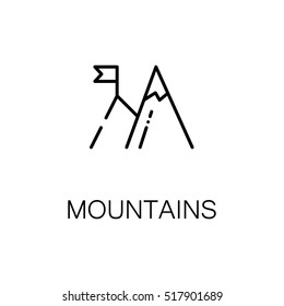 Mountains flat icon. Single high quality outline symbol of recreation for web design or mobile app. Thin line signs of mountains for design logo, visit card, etc. Outline pictogram of mountains