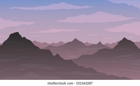 Mountains in fog.