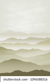 Mountains in the fog. Background.