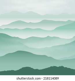 Mountains in the fog. Background. EPS10 vector.