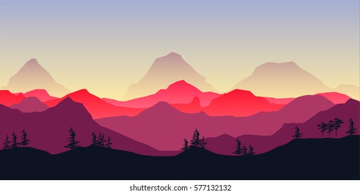mountains in the fog. Vector illustration
