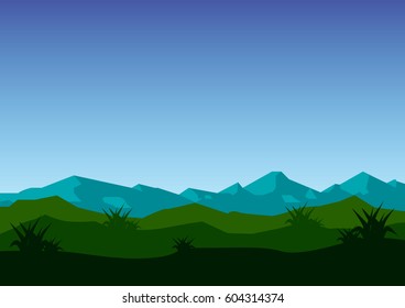 mountains in the fog. Vector illustration