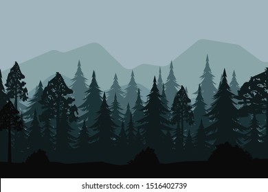 mountains and forest dark background
