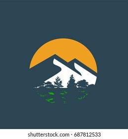 Mountains and forest emblem
