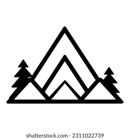 Mountains Forest Flat Icon Isolated On White Background