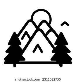 Mountains Forest Flat Icon Isolated On White Background