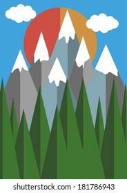 mountains and forest illustration