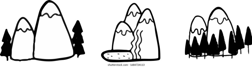 Mountains with forest and a small lake