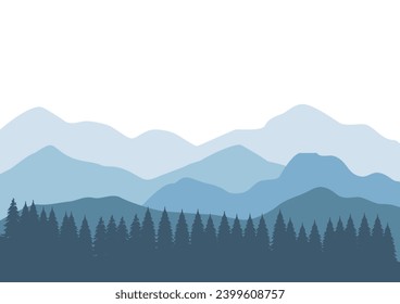 Mountains and forest. Vector illustration in flat style
