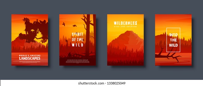 Mountains and forest. Wild nature landscape. Travel and adventure.Panorama. Into the woods. Horizon line.Trees,fog.