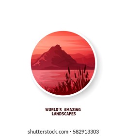 Mountains and forest. Wild nature landscape. Travel and adventure.Panorama. Into the woods. Horizon line.Trees,fog.