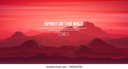 Mountains and forest. Wild nature landscape. Travel and adventure.Panorama. Into the woods. Horizon line.Trees,fog,wood.Backgrounds set.Lake or river.