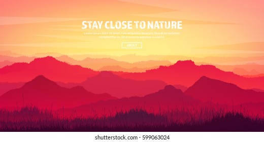 Mountains and forest. Wild nature landscape. Travel and adventure.Panorama. Into the woods. Horizon line.Trees,fog,wood.Backgrounds se