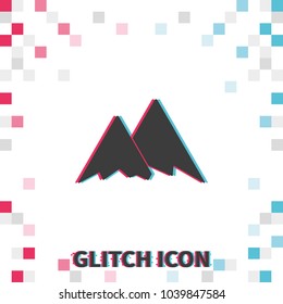 Mountains  glitch effect vector icon.