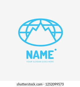 The mountains and globus. Vector logo design. Business concept icon.