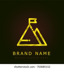 Mountains golden metallic logo