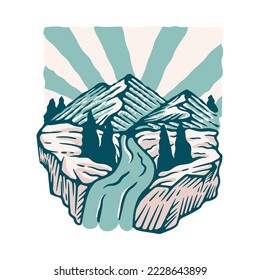 Mountains graphic illustration vector art t-shirt design
