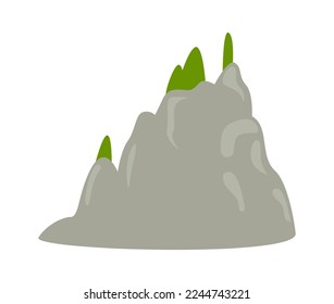 Mountains with grass flat icon High rock Stones Tropical landscape. Vector illustration