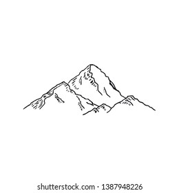 Mountains. Hand drawn rocky peaks. Vector illustration - Vector illustration